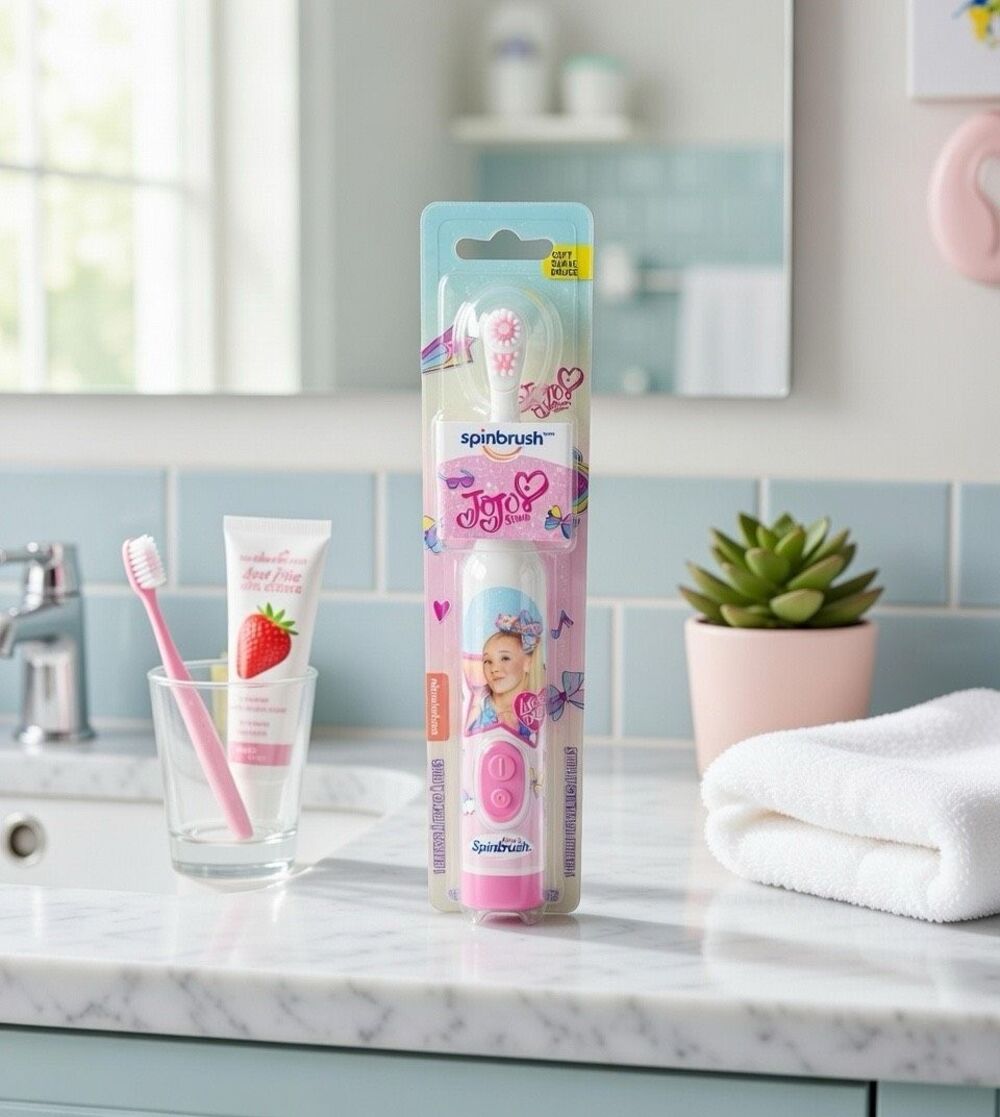 JoJo Siwa Kids Spinbrush Battery Toothbrush, Soft Bristles, Sealed